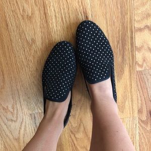 Stylish black and gold loafer flats